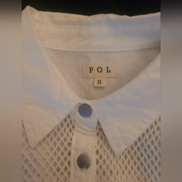 POL White Mesh Star-Embellished Women's Top. NWOT - Picture 6 of 7